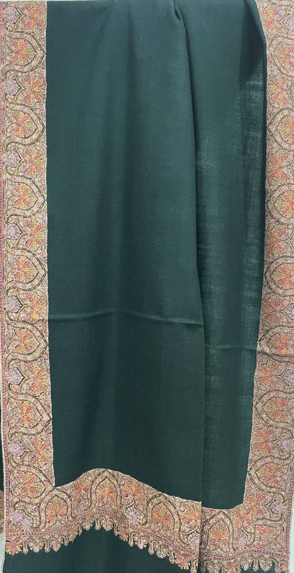 Neemdor Sozni Hand Embroidered Green Shawl - Image 4